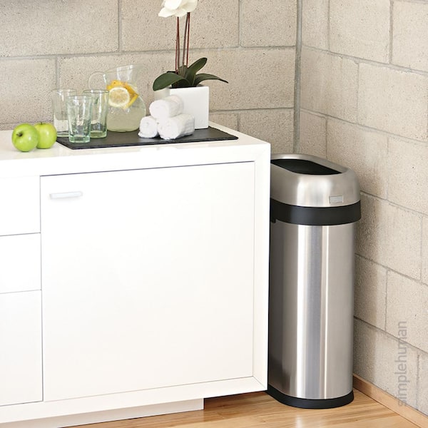 simplehuman 60 Liter / 16 Gallon Bullet Open Top Trash Can, Commercial  Grade Heavy Gauge, Brushed Stainless Steel