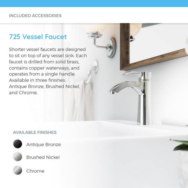 V2502-White Porcelain Vessel Sink Chrome Ensemble with 725 Vessel Faucet Bundle - 3 Items: Sink, Faucet, and Pop Up Drain MR Direct V2502-W-725-C 