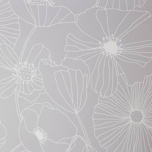 Linear Floral Grey Removable Wallpaper