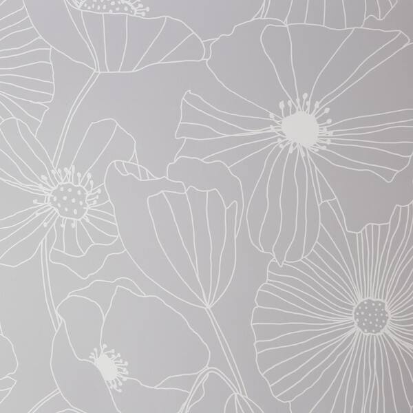 Fresco Linear Floral Grey Removable Wallpaper 114932 The Home Depot