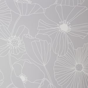 Linear Floral Grey Removable Wallpaper Sample