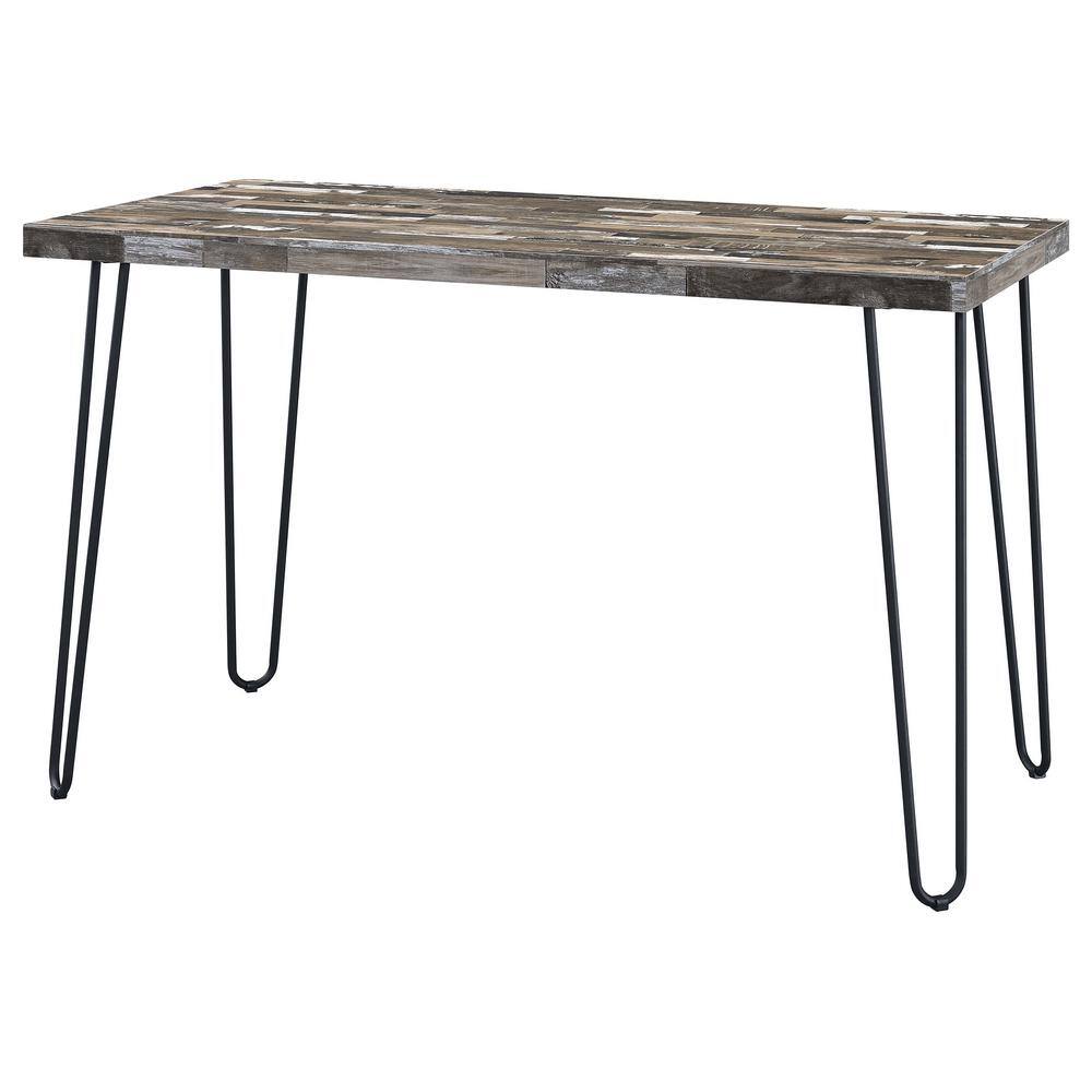 Salvaged Cabin Brown Wood Home Office Desk with Metal Hairpin Legs