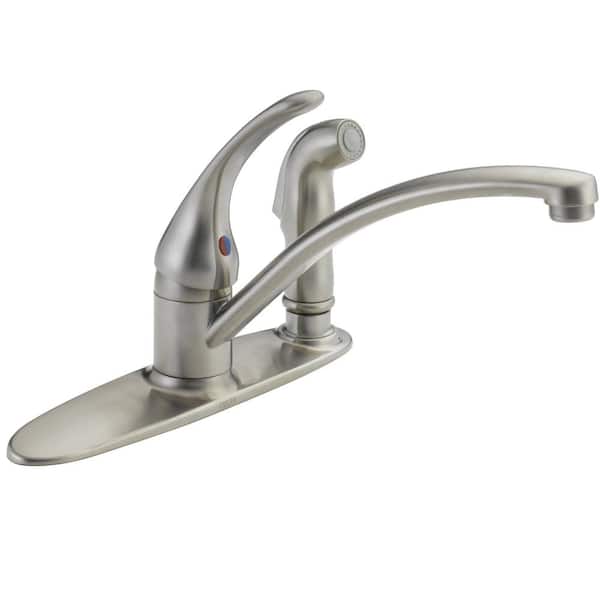 Delta Foundations Single-Handle Standard Kitchen Faucet with Side Sprayer in Stainless
