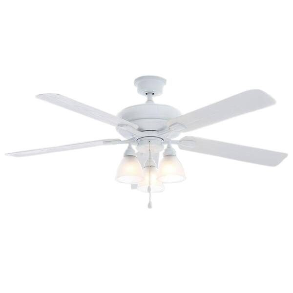 Hampton Bay Trentino II 60 in. Indoor/Outdoor White Ceiling Fan with Light Kit