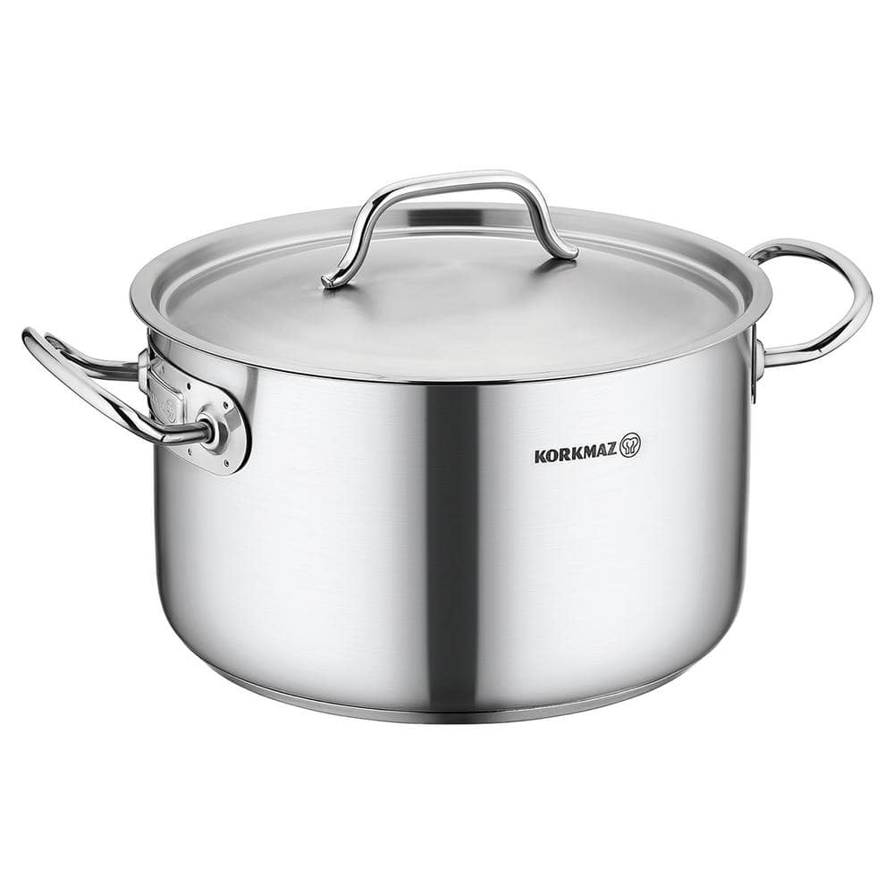 Korkmaz Gastro Proline 9.5 Liter Stainless Steel Casserole with Lid in  Silver 985120831M - The Home Depot