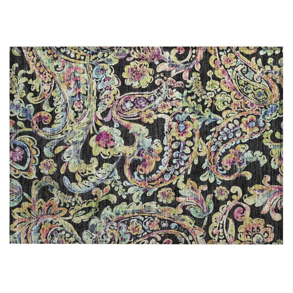 Chantille Machine Washable Indoor/Outdoor Abstract ACN834 Black 1 ft. 8 in. x 2 ft. 6 in. Area Rug price history on PriceWatchPro