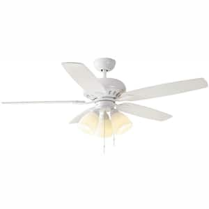 Hampton Bay Rockport 52 in. Indoor LED Matte White Ceiling Fan with ...