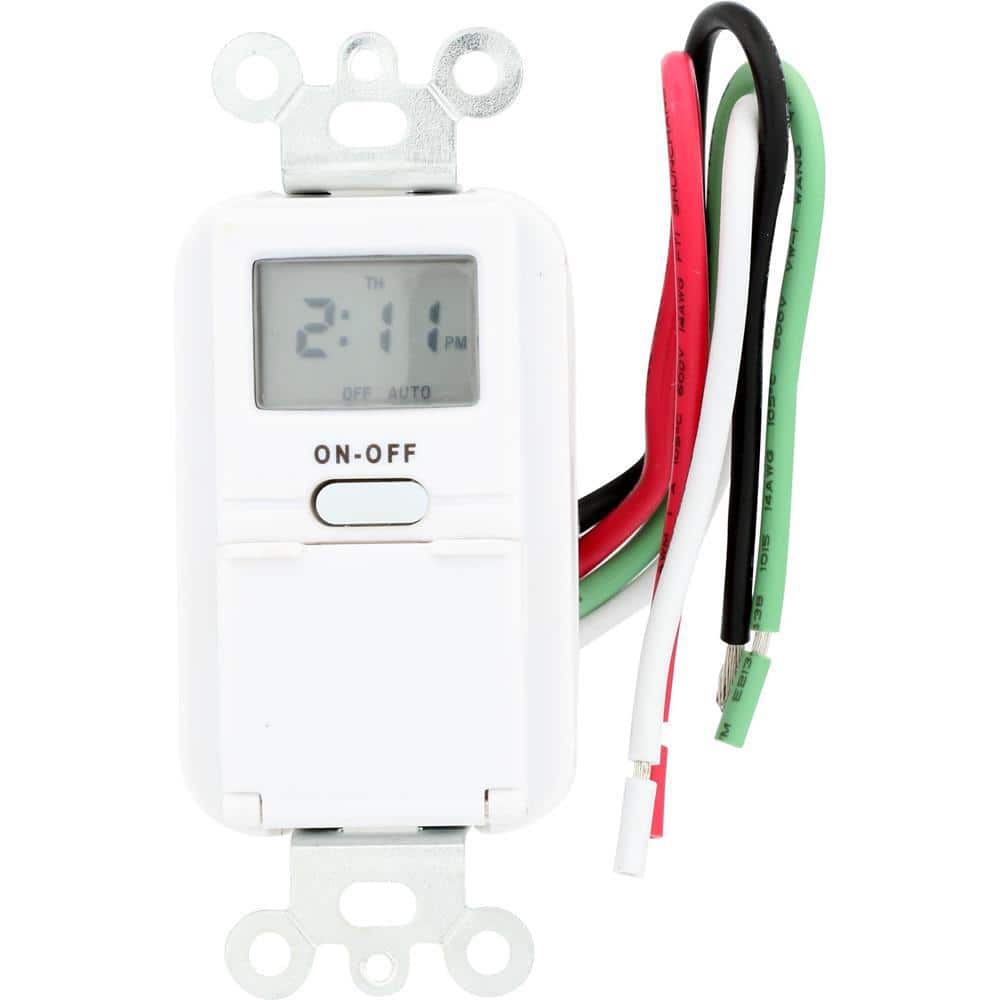 White Digital In-Wall Programmable Timer with LCD Display