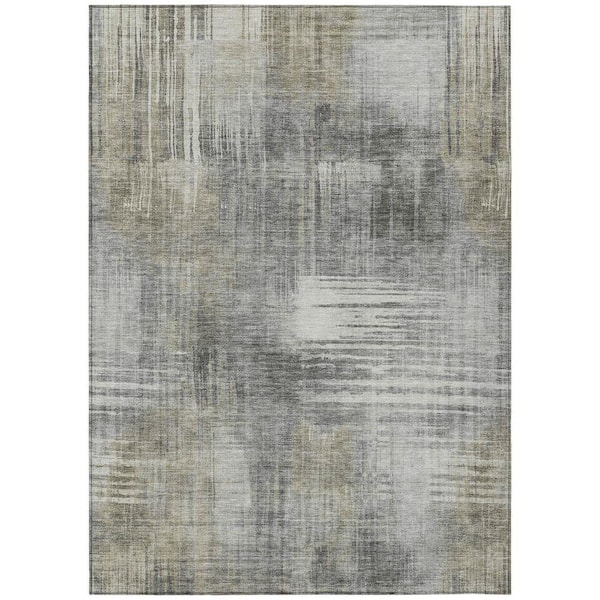 Chantille Machine Washable Indoor/Outdoor Abstract ACN2718 Pewter 10 ft. x 14 ft. Area Rug