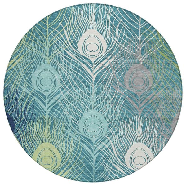 Addison Rugs Chantille Machine Washable Indoor/Outdoor Abstract ACN2273 Teal 8 ft. x 8 ft. Area Rug