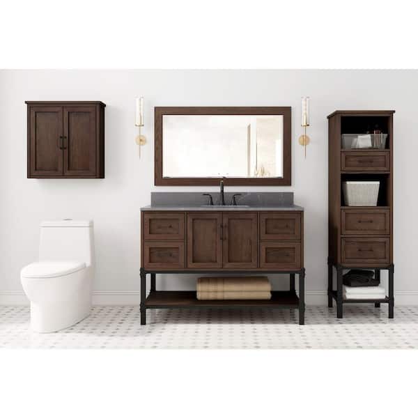 Home Decorators Collection Alster 25 in. W x 8 in. D x 30 in. H Bathroom Storage Wall Cabinet in Brown Oak