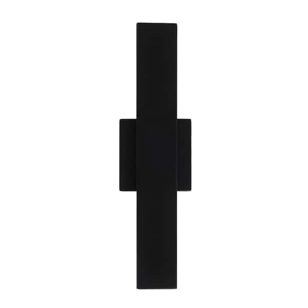 16 in. Black Outdoor Sconce Indirect Light LED Porch Light Wall Lantern , 3000K Warm White
