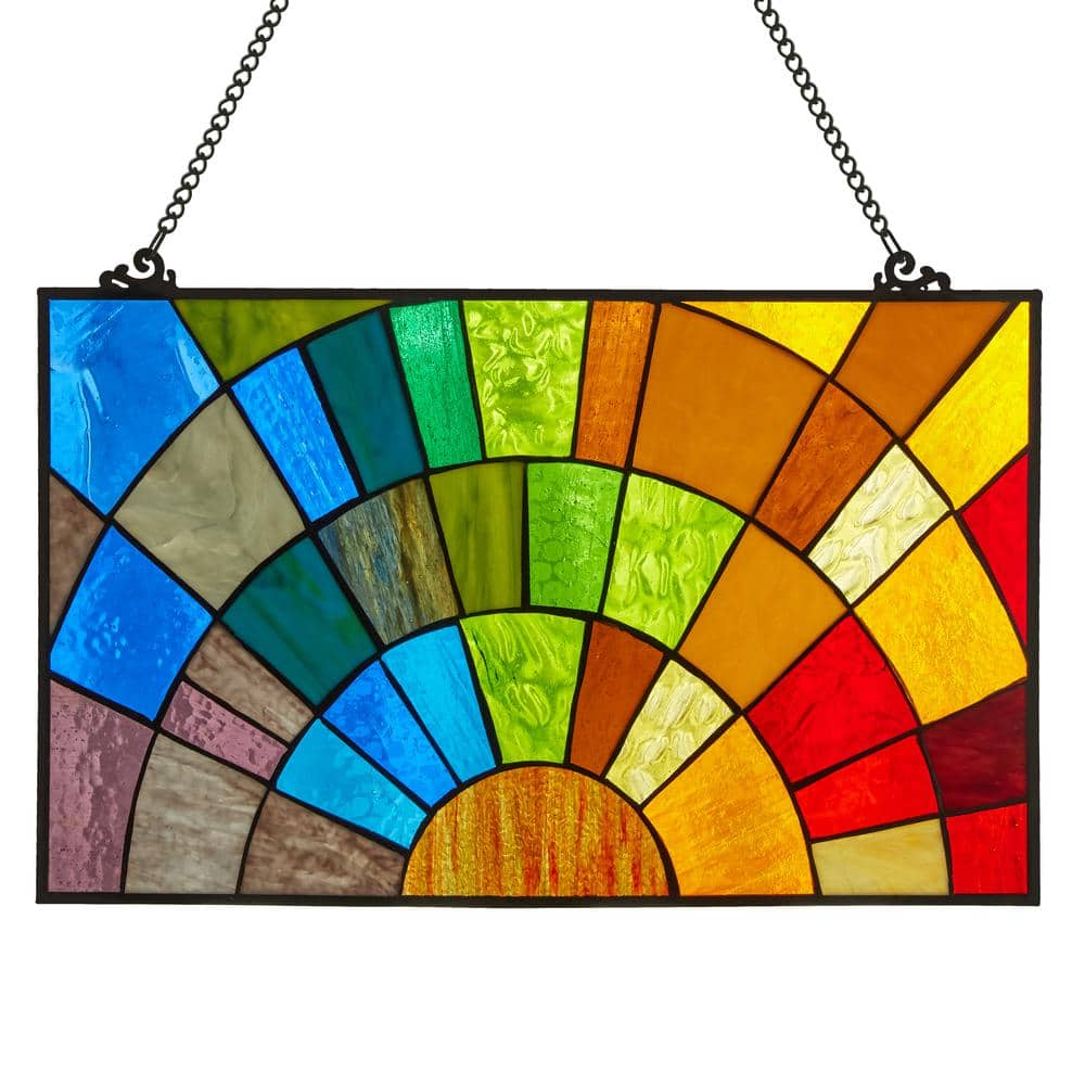 River of Goods Multi Stained Glass Rays of Sunshine Window Panel