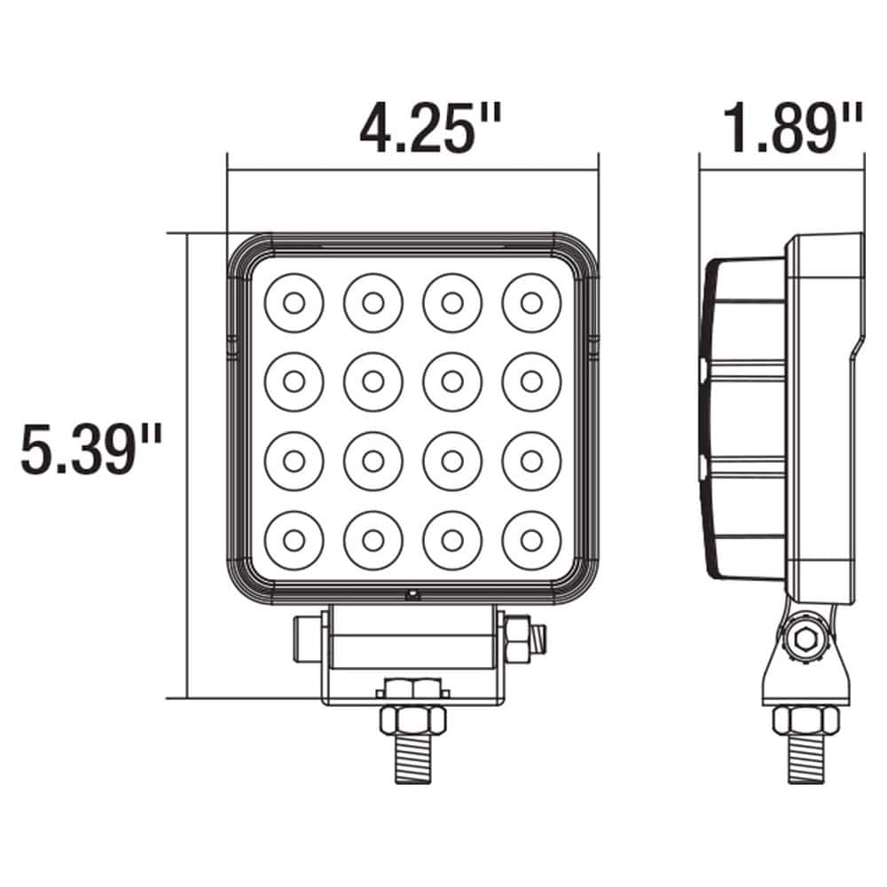 Sleek 4.5" Black Aluminum LED Flood Light with Clear Lens
