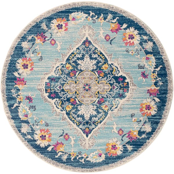 Marisol Teal 8 ft. Round Indoor Area Rug