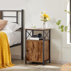 End Table, X-design Farmhouse Nightstand Sofa Table with Storage locker for Living Room and Bedroom Brown，26"Tx13"Wx16"L