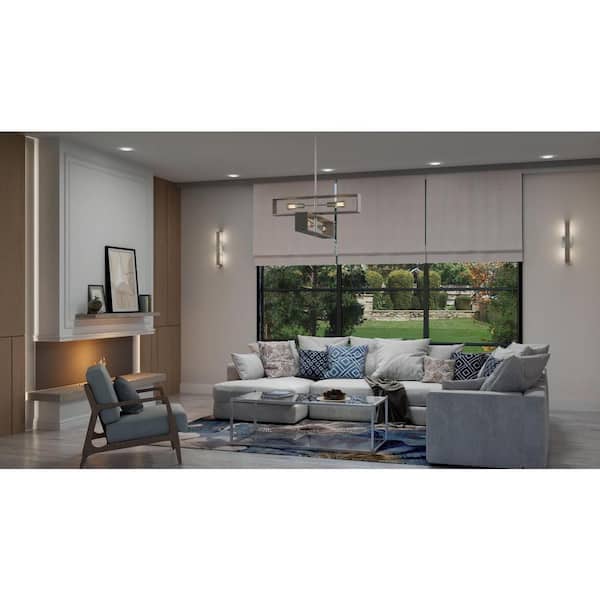 Boundary 24 in. 2-Light Brushed Nickel Contemporary Wall Bracket with Grey Wash Oak Accents