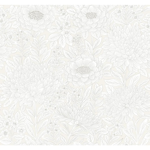 York Wallcoverings 60.75 sq.ft. Cream Wood Block Blooms Wallpaper
