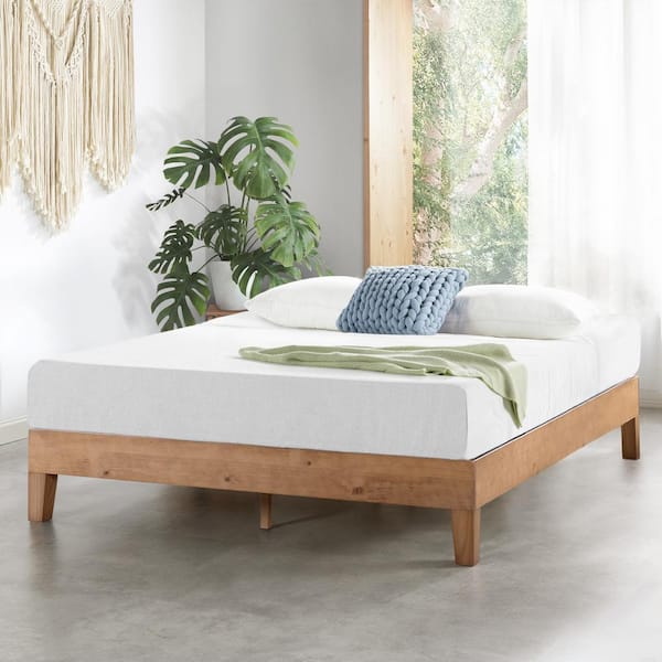 MELLOW Naturalista Grand 12 in. Natural Pine King Solid Wood Platform Bed with Wooden Slats