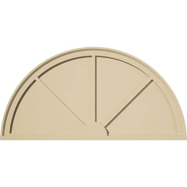 44 in. W x 22 in. H x 2 in. P Half Round 3 Spoke Signature Urethane Pediment, Primed Tan