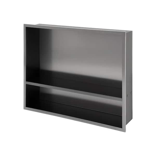 19 in. W x 15 in. H x 3.94 in. D Stainless Steel Shower Niche (Set of 2) Pieces in Gunmetal Black