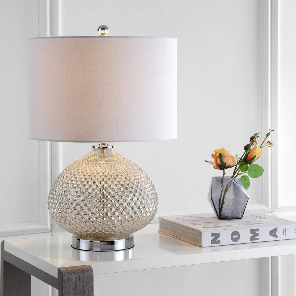 JONATHAN Y Ames 22.5 in. Silver LED Glass Table Lamp JYL1082A - The ...