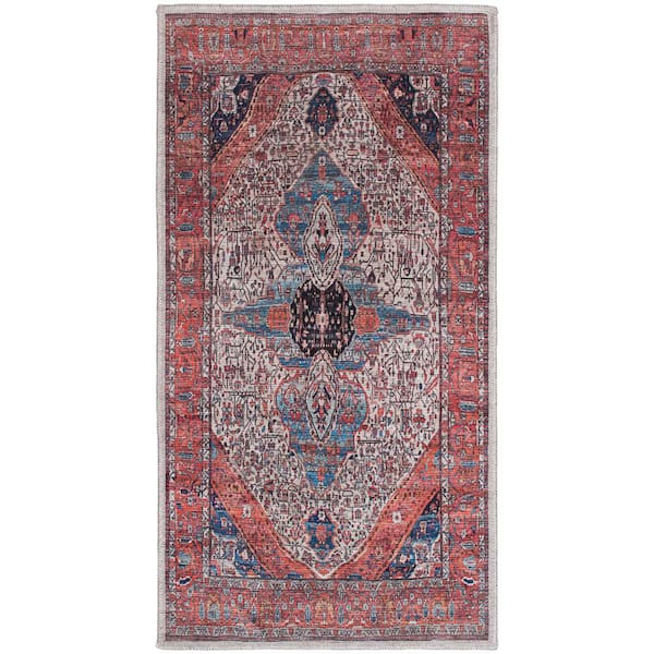 Nourison Grand Washables Ivory doormat 2 ft. x 4 ft. Center medallion Traditional Area Rug