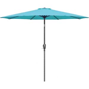 9 ft. Steel Market Tilt Patio Umbrella in Turquoise for Garden, Deck, Backyard, Pool