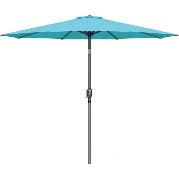 9 ft. Steel Market Tilt Patio Umbrella in Turquoise for Garden, Deck, Backyard, Pool