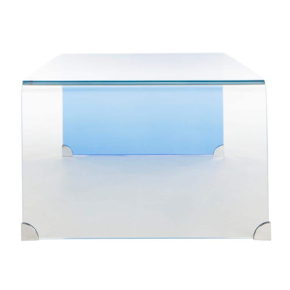 Crysta 47'' Blue Ombre Rectangular Glass Coffee Table