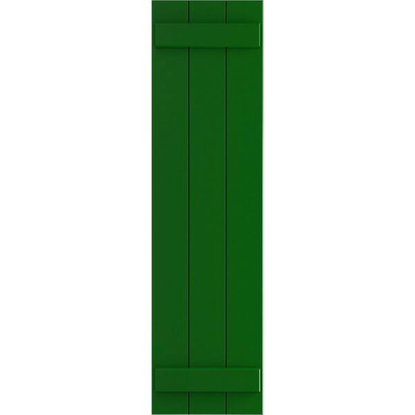 Ekena Millwork True Fit 16-1/8 in. x 44 in. PVC 3 Board Joined Board and Batten Shutters, Pair in Viridian Green