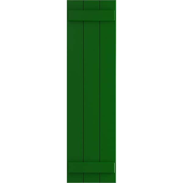 Ekena Millwork True Fit 16-1/8 in. x 79 in. PVC 3 Board Joined Board and Batten Shutters, Pair in Viridian Green
