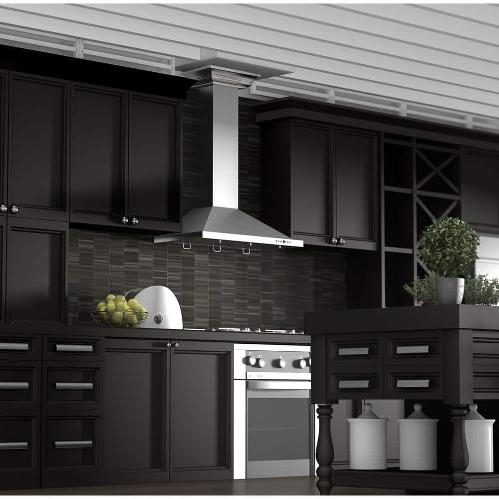 36" Stainless Steel Wall Mounted Range Hood with Crown Molding