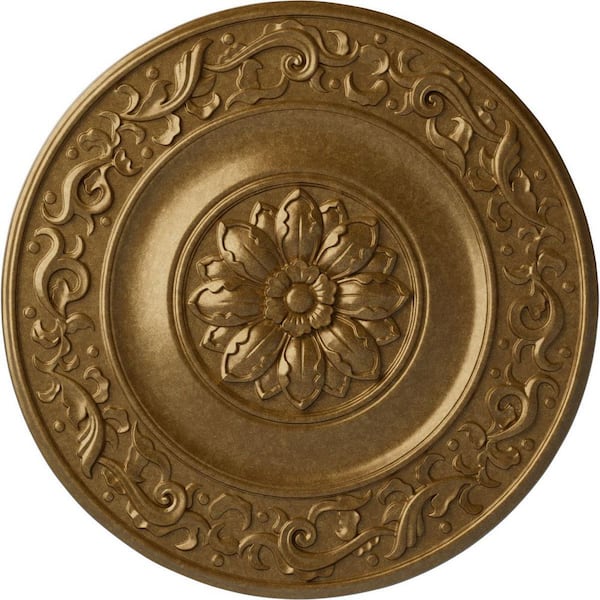 Ekena Millwork 47-5/8 in. x 2-3/4 in. Milan Urethane Ceiling Medallion, Pale Gold