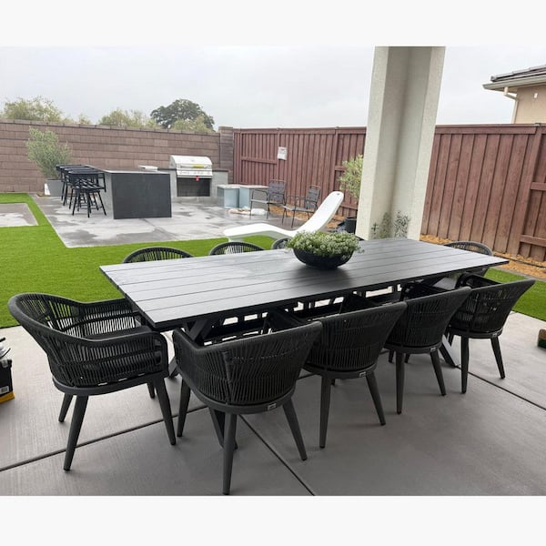 PURPLE LEAF 11 Piece Aluminum All-Weather PE Rattan Rectangular