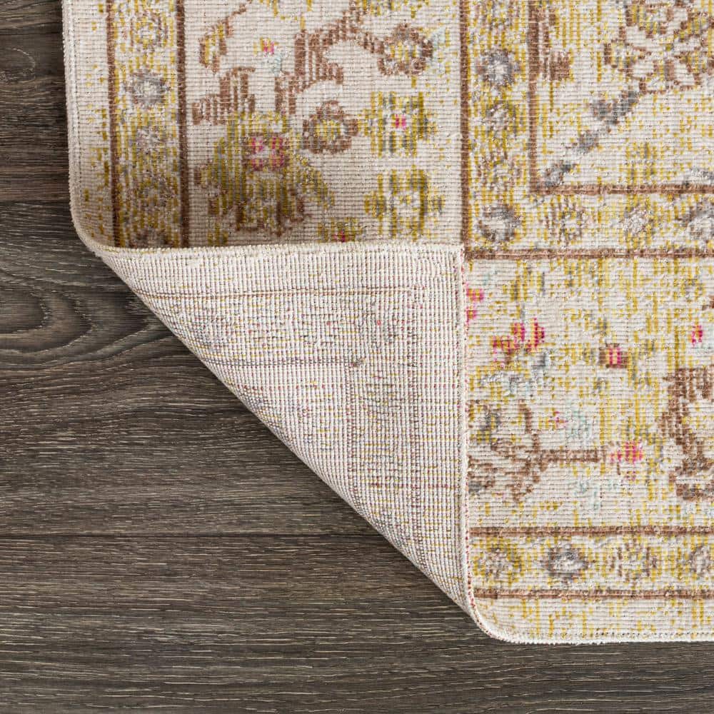 Modern Persian Ivory Floral 8' x 10' Easy-Care Synthetic Rug