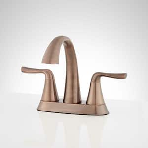 Provincetown 4 in. Centerset Double Handle Low Arc Bathroom Faucet with Drain Kit Included in Oil Rubbed Bronze