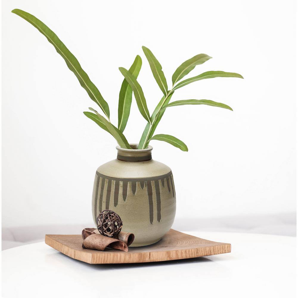 Gray Ceramic Urn-Shaped Table Vase