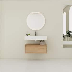 Jacques 29.5 in. W x 18.1 in. D x 15.8 in. H Floating Bath Vanity in Imitative Oak with White Resin Vanity Top