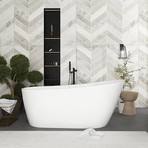 67 in. W. x 31 in. Acrylic Flatbottom Freestanding Soaking Bathtub in White