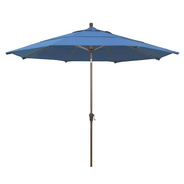 California Umbrella 11 ft. Champagne Aluminum Market Auto Tilt Patio ...