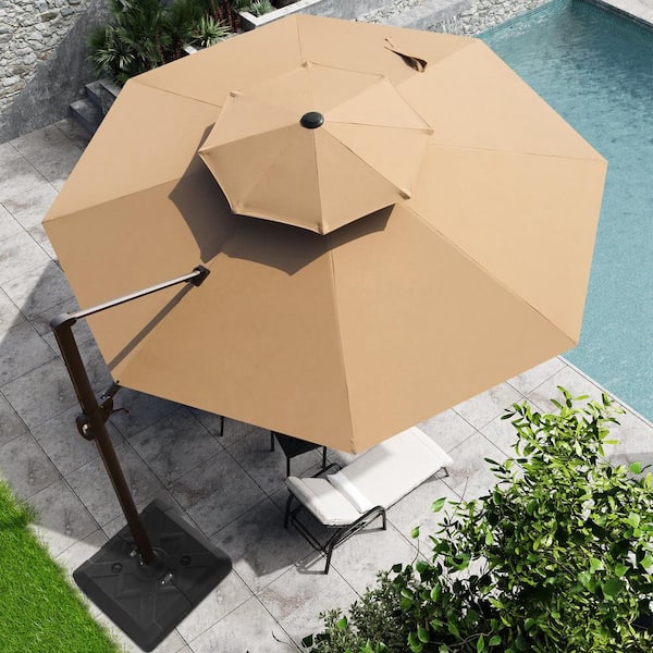 Crestlive Products 11.5 ft. x 11.5 ft. Umbrella Double Top Octagon in Tan