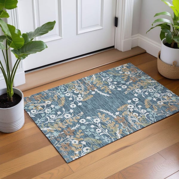 Chantille Machine Washable Indoor/Outdoor Abstract ACN2334 Denim 2 ft. x 3 ft. Accent Rug