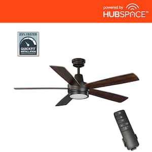 Fanelee 54 in. White Color Changing LED Bronze Smart Ceiling Fan with Light Kit and Remote Powered by Hubspace