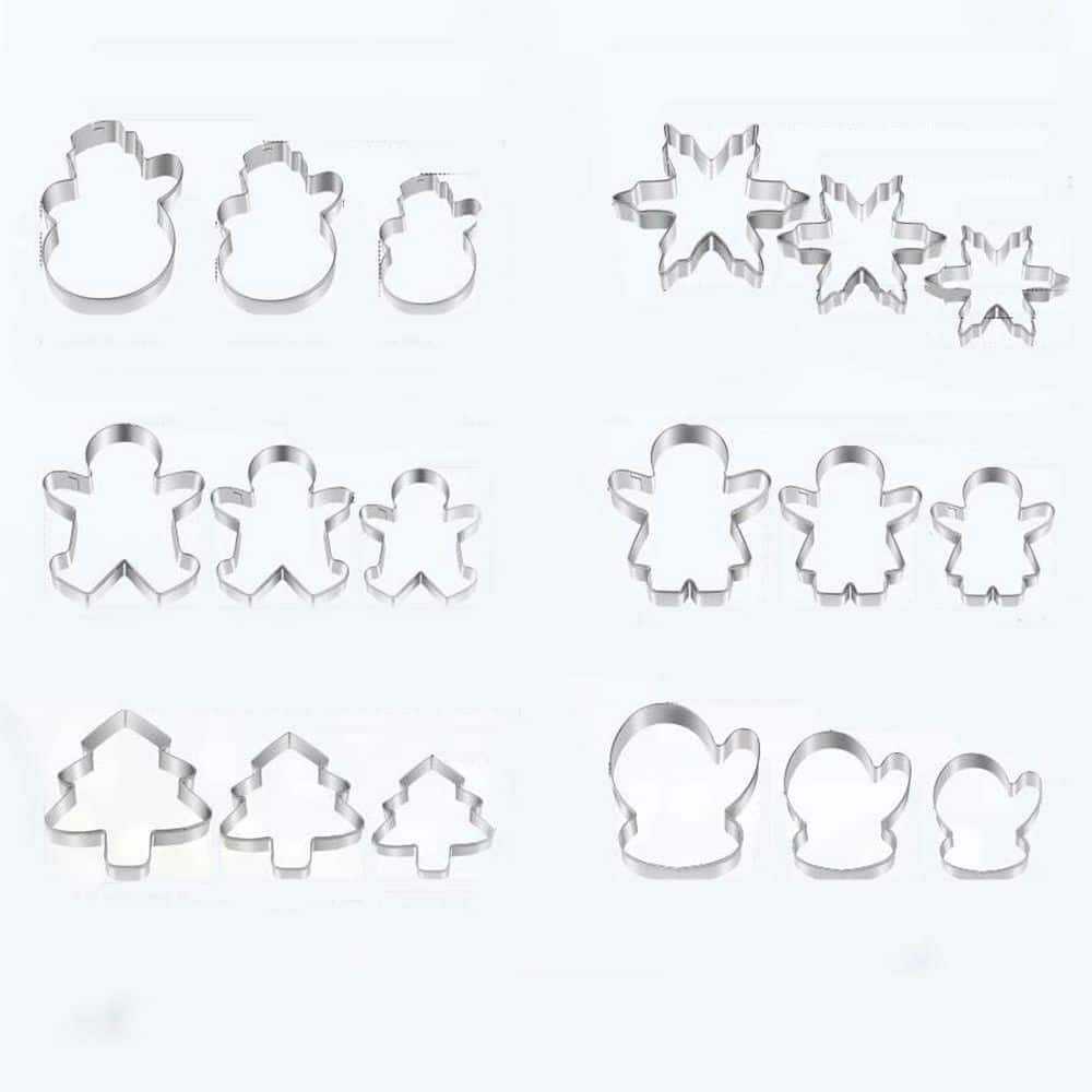 18 Piece Silver Christmas Cookie Cutter Set Stainless Steel Christmas Tree Snowflake Snowman Gingerbread price history on PriceWatchPro