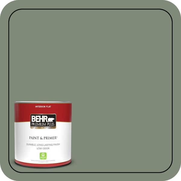 BEHR PREMIUM PLUS 1 qt. #N400-5 Thai Basil Flat Low Odor Interior Paint & Primer