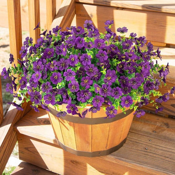5 in. H Purple Indoor/Outdoor Artificial Faux Flower Daisy with
