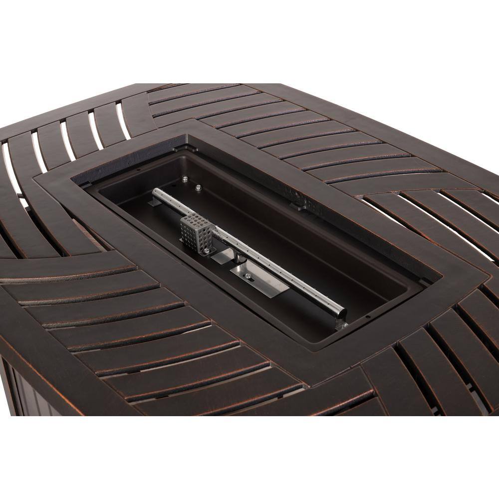 Bravos Antique Bronze Rectangular Aluminum Gas Fire Pit Table
