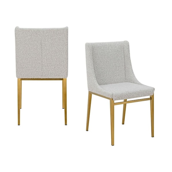 Mimi Light Grey Fabric and Antique Brass Dining Chair (Set of 2)