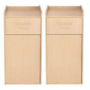 40 Gal. Oak Finish Wooden Tray Top Waste Enclosure Commercial Trash Can (2-Pack)
